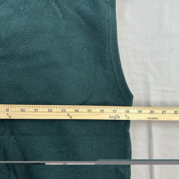 VTG Nordstrom Sweater Vest V-Neck 100% Lambs Wool Men’s Size Large Green - Picture 6 of 6